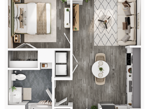 1 Bed 1 Bath: Beds - 1: Baths - 1: SqFt Range - 627 to