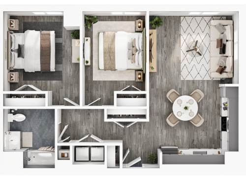 2 Bed 1 Bath: Beds - 2: Baths - 1: SqFt Range - 924 to