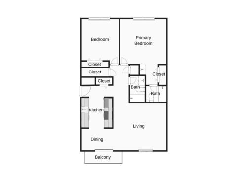 The Belmont: Beds - 2: Baths - 2: SqFt Range - 1020 to 1020