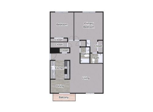 The Belmont: Beds - 2: Baths - 2: SqFt Range - 1020 to 1020