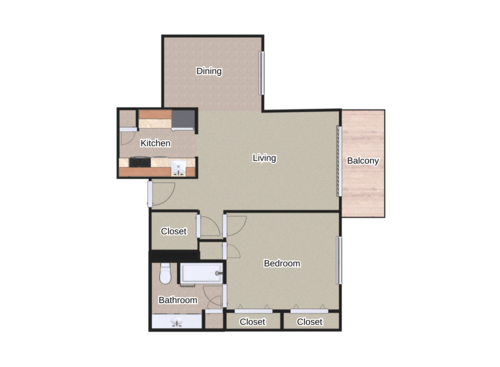 The Ashland: Beds - 1: Baths - 1: SqFt Range - 818 to 818