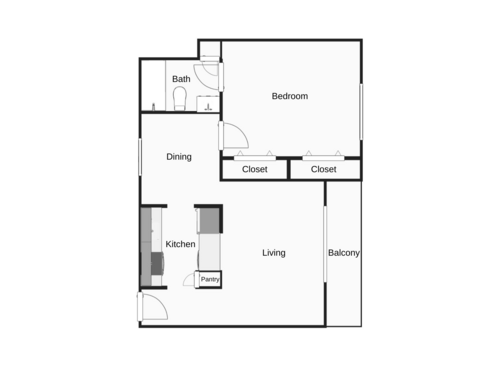 The Ayers: Beds - 1: Baths - 1: SqFt Range - 660 to 660