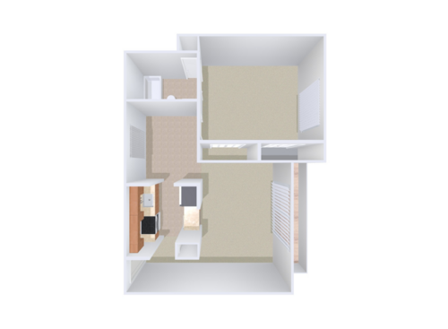 The Ayers: Beds - 1: Baths - 1: SqFt Range - 660 to 660