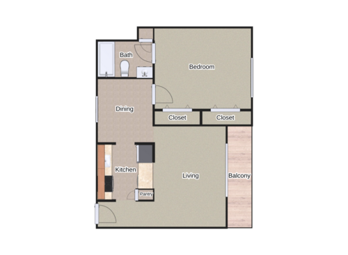 The Ayers: Beds - 1: Baths - 1: SqFt Range - 660 to 660