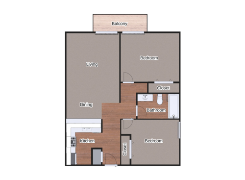 The Hartford: Beds - 2: Baths - 1: SqFt Range - 848 to 848