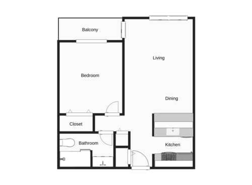 The Woodbridge: Beds - 1: Baths - 1: SqFt Range - 684 to 684