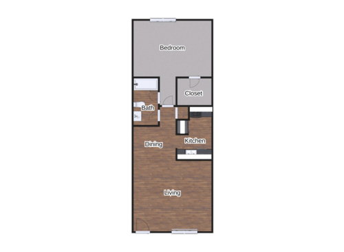The Ashland: Beds - 1: Baths - 1: SqFt Range - 554 to 554