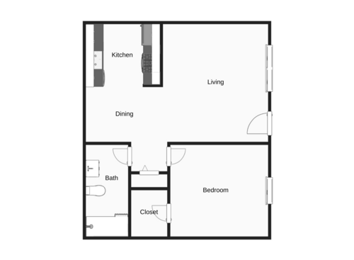 The Ayers: Beds - 1: Baths - 1: SqFt Range - 524 to 524