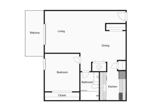 The Ayers: Beds - 1: Baths - 1: SqFt Range - 670 to 670