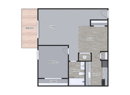 The Ayers: Beds - 1: Baths - 1: SqFt Range - 670 to 670