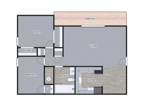 The Belmont: Beds - 2: Baths - 1: SqFt Range - 860 to 860