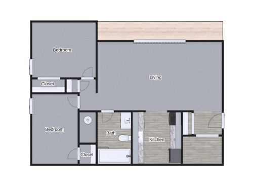 The Bonelli: Beds - 2: Baths - 1: SqFt Range - 860 to 860