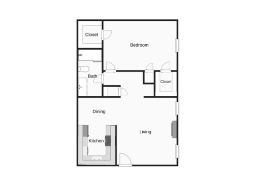 The Ashland: Beds - 1: Baths - 1: SqFt Range - 740 to 740