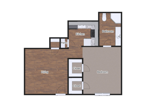 The Ayers: Beds - 1: Baths - 1: SqFt Range - 600 to 600