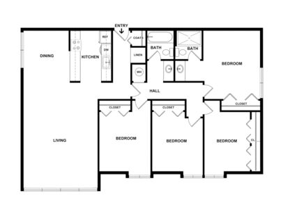 Four Bedroom: Beds - 4: Baths - 2: SqFt Range - 1343 to