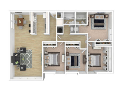 Four Bedroom: Beds - 4: Baths - 2: SqFt Range - 1343 to