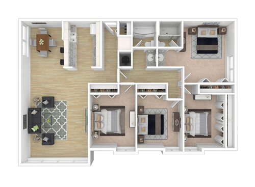 Four Bedroom: Beds - 4: Baths - 2: SqFt Range - 1343 to