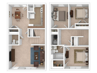 The Maple: Beds - 3: Baths - 1.5: SqFt Range - 1140 to
