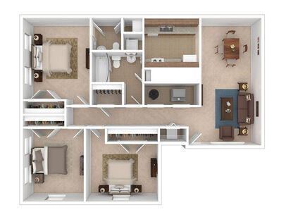 The Elm: Beds - 3: Baths - 1.5: SqFt Range - 1020 to