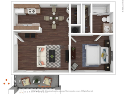 One Bedroom: Beds - 1: Baths - 1: SqFt Range - 596 to 596