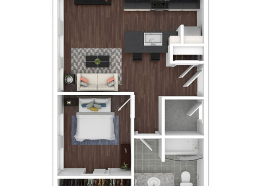 1 Bed 1 Bath A: Beds - 1: Baths - 1: SqFt Range - 617 to