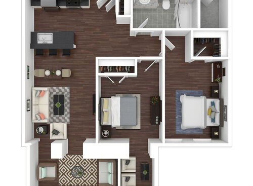 2 Bed 1 Bath C: Beds - 2: Baths - 1: SqFt Range - 963 to