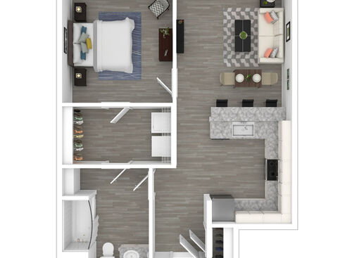 1 Bedroom: Beds - 1: Baths - 1: SqFt Range - 613 to 711