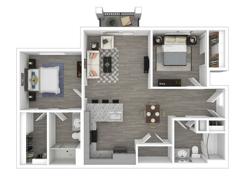 2 Bed 2 Bath: Beds - 2: Baths - 2: SqFt Range - 909 to