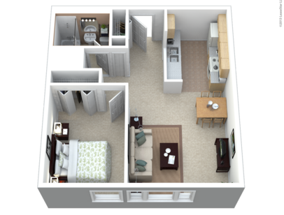 1 Bedroom: Beds - 1: Baths - 1: SqFt Range - 559 to 559