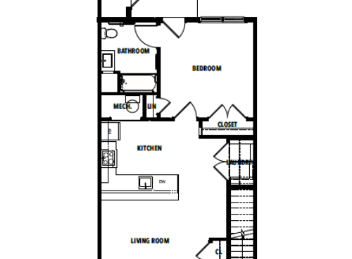 1 Bed 1 Bath - 2D Floorplan