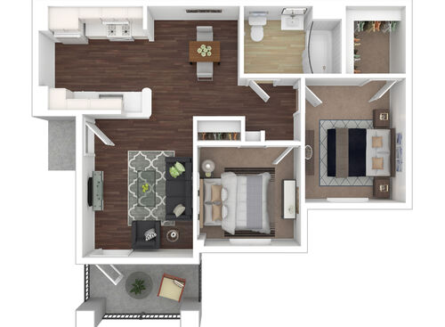 2 Bedroom / 1 Bath: Beds - 2: Baths - 1: SqFt Range - 797 to 797