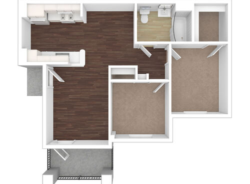 2 Bedroom / 1 Bath: Beds - 2: Baths - 1: SqFt Range - 797 to 797