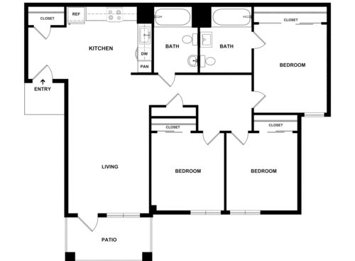 3 Bedroom / 2 Bath: Beds - 3: Baths - 2: SqFt Range - 1027 to 1027