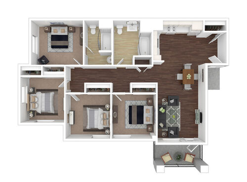 4 Bedroom / 2 Bath: Beds - 4: Baths - 2: SqFt Range - 1209 to 1209