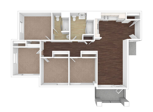 4 Bedroom / 2 Bath: Beds - 4: Baths - 2: SqFt Range - 1209 to 1209