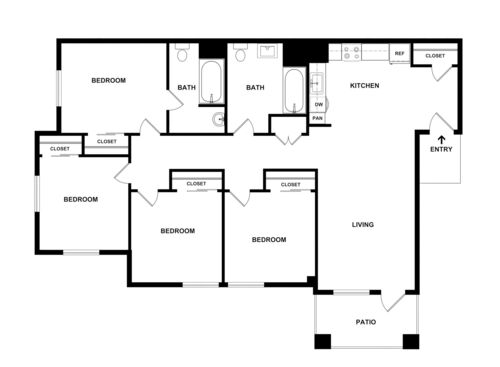 4 Bedroom / 2 Bath: Beds - 4: Baths - 2: SqFt Range - 1209 to 1209