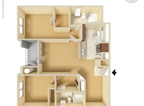 2x2C: Beds - 2: Baths - 2: SqFt Range - 1053 to 1053