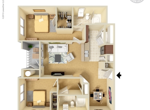 2x2C: Beds - 2: Baths - 2: SqFt Range - 1053 to 1053
