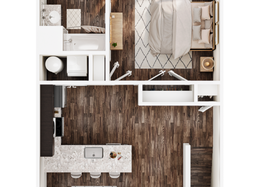 1 Bedroom - 3D Furnished