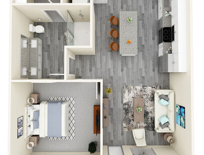 A1: Beds - 1: Baths - 1: SqFt Range - 664 to 664