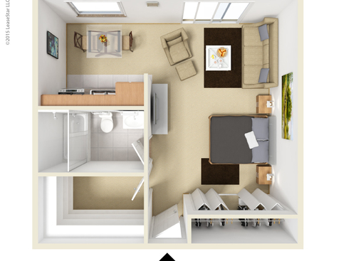 Riverside: Beds - Studio: Baths - 1: SqFt Range - 418 to 470