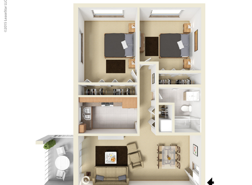 The Royale: Beds - 2: Baths - 1: SqFt Range - 950 to 950