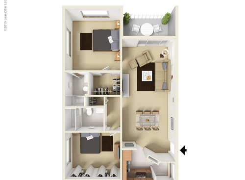 The Emperor: Beds - 2: Baths - 2: SqFt Range - 1065 to 1065