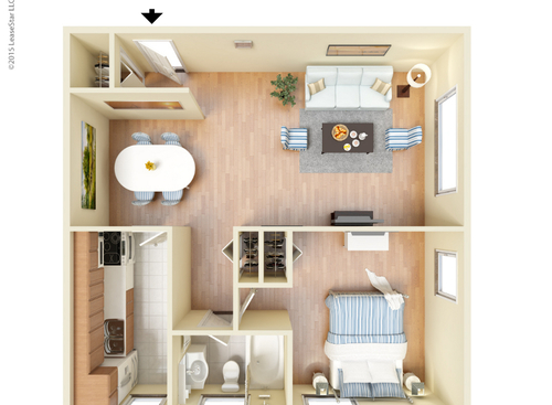 The Harriette: Beds - 1: Baths - 1: SqFt Range - 600 to 610