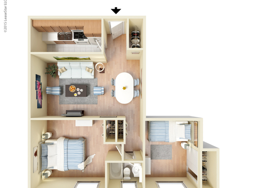 The Calhoun: Beds - 2: Baths - 1: SqFt Range - 680 to 680