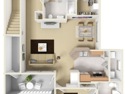 2 Bed 2 Bath (Flat): Beds - 2: Baths - 2: SqFt Range - 1025 to 1025