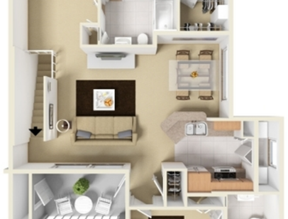 2 Bed 2 Bath (Loft): Beds - 2: Baths - 2: SqFt Range - 1167 to 1167