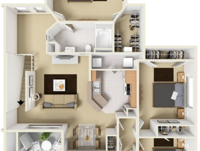 3 Bed 2 Bath (Loft): Beds - 3: Baths - 2: SqFt Range - 1333 to 1333