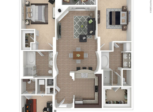 The Montecito 2x2.5denE_3Dfurn