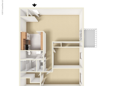 Two Bedroom Patio/Balcony: Beds - 2: Baths - 1: SqFt Range - 980 to 980